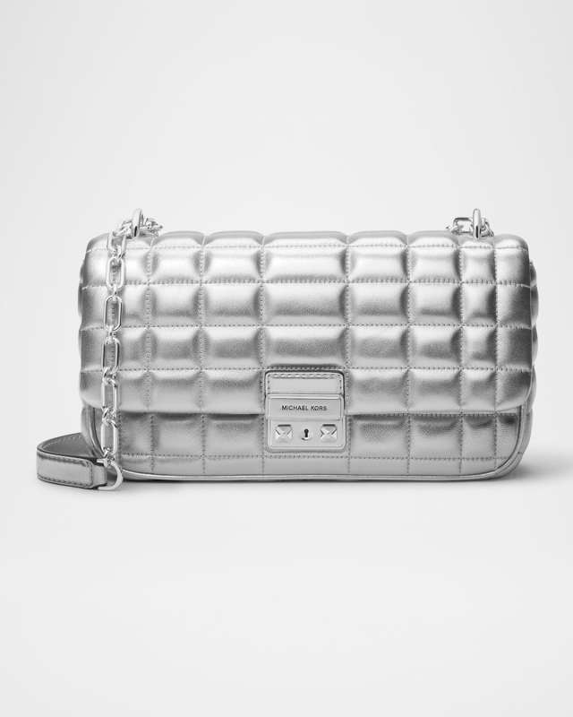 Tribeca Large Convertible Metallic Quilted Shoulder Bag